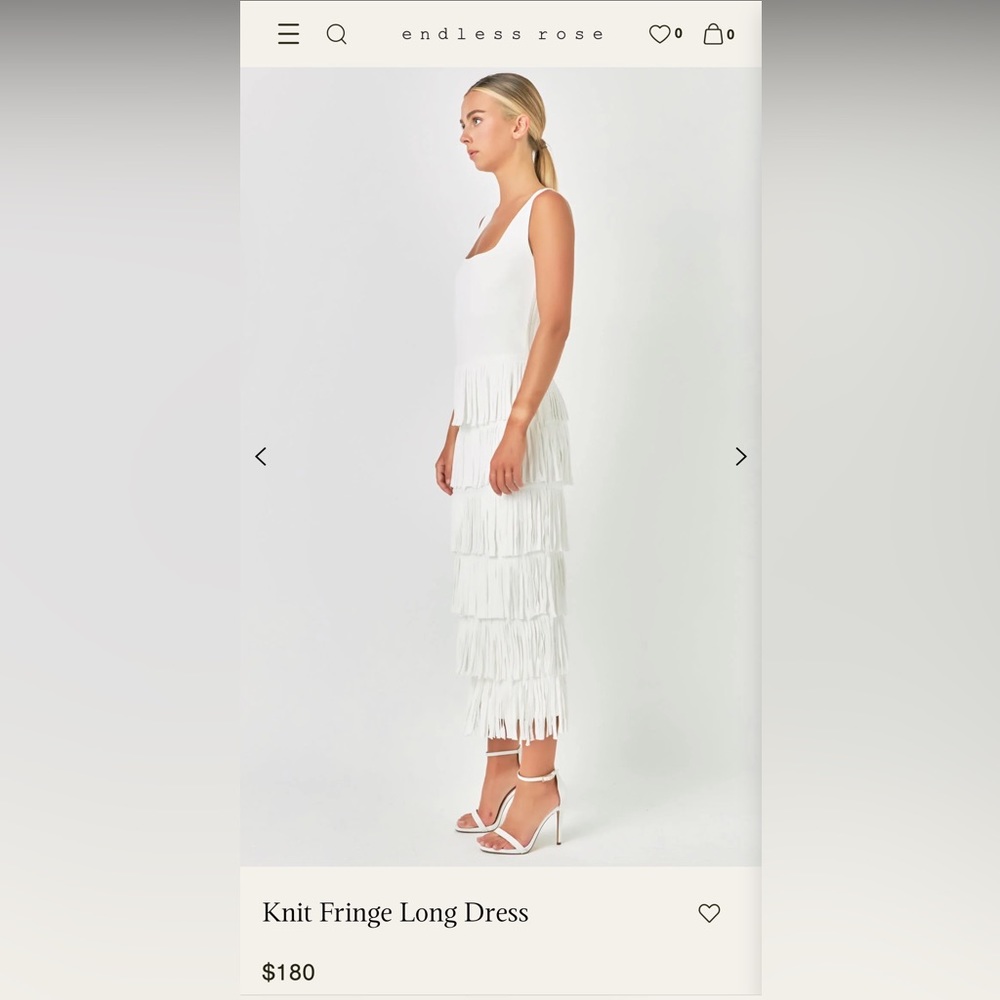 Beautiful endless rose white fringe dress